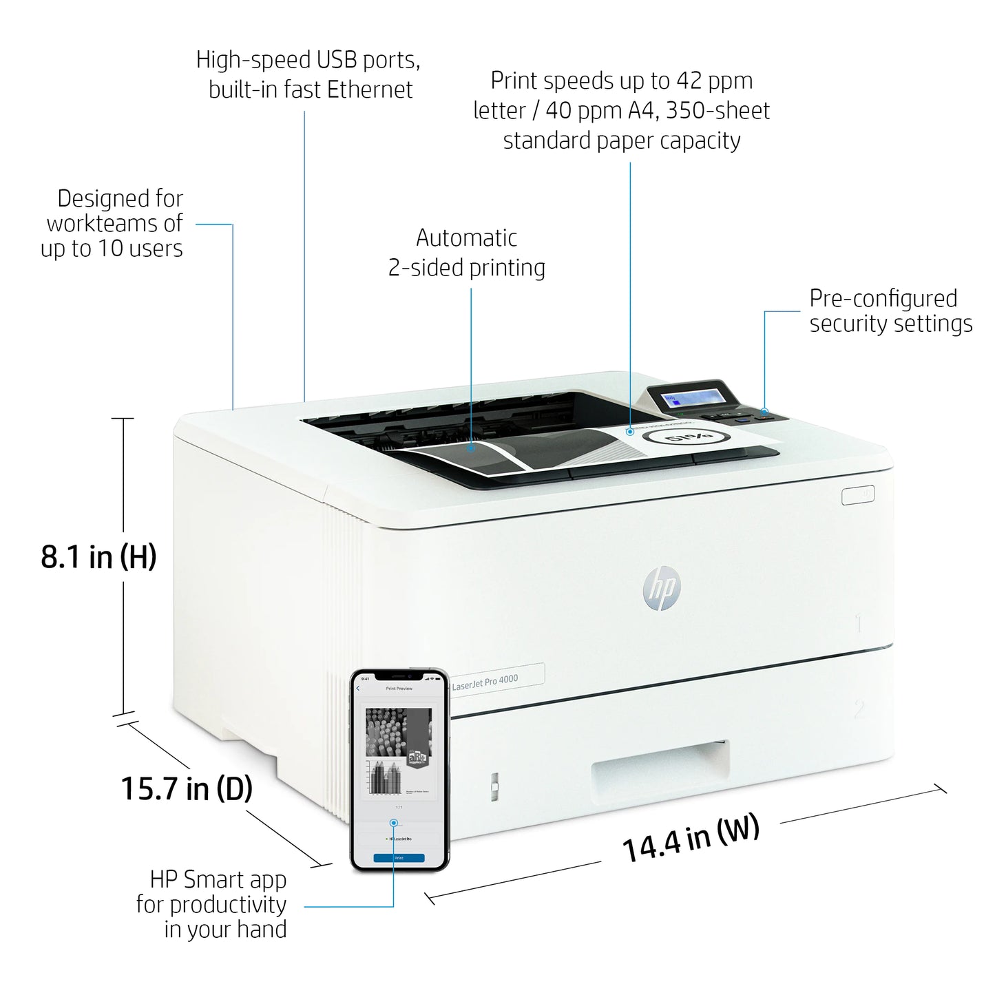 HP LaserJet Pro 4001dn Printer